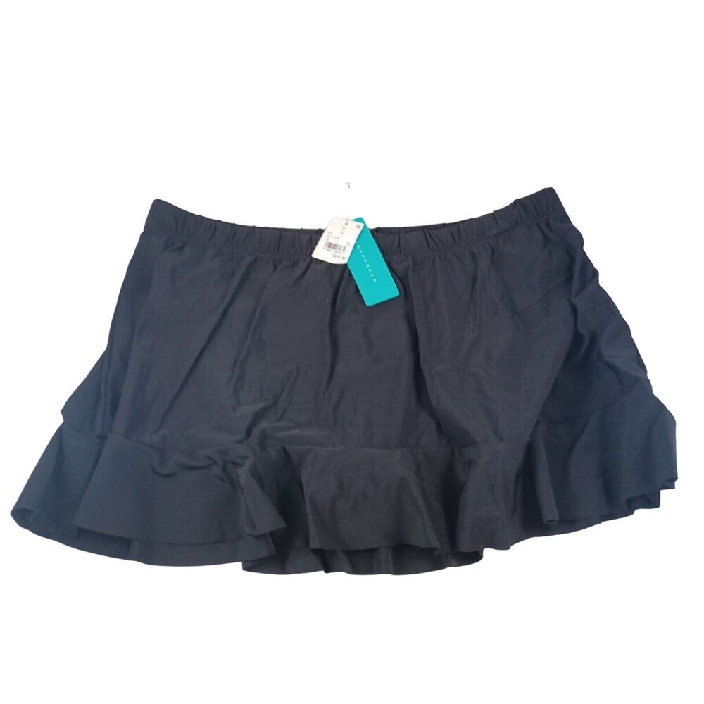 Aqua Green Women's Solid Ruffle Pull On Swim Skirt Black. Size 1X NWT Plus sz